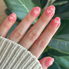 3D Crystal Hearts - Press-On | Extra Short | Round