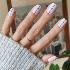 Simple Squiggle | Short | Squoval - Tab Press-On