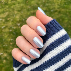 Blue Chrome - Press-On | Medium | Coffin