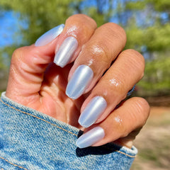 Blue Chrome - Press-On | Medium | Coffin