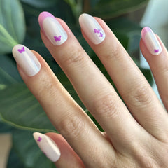 Butterfly Mixed French - Press-On | Medium | Oval