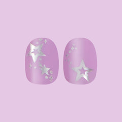 Lavender Iridescent Stars - Press-On | Extra Short | Round