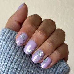 Lavender Iridescent Stars - Press-On | Extra Short | Round