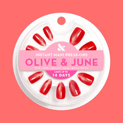 Red Illusion Velvet French - Press On | Medium | Almond