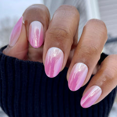 Pink Chrome Gradient | Medium | Oval - Tab Press-On