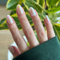 Puffy Chrome Candy Heart French - Press On | Medium | Oval