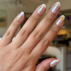 Puffy Chrome Candy Heart French - Press On | Medium | Oval