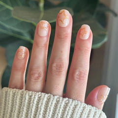 Puffy Gold Stars - Press-On | Extra Short | Squoval