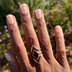 Puffy Gold Stars - Press-On | Extra Short | Squoval