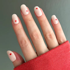 Red Hearts | Short | Round - Tab Press-On