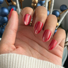 Red Illusion Velvet French - Press On | Medium | Almond