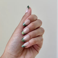 Sage Velvet French - Press-On | Medium | Oval