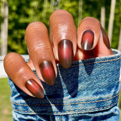 Subtle Chocolate Aura - Press-On | Medium | Almond