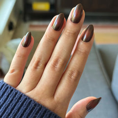 Subtle Chocolate Aura - Press-On | Medium | Almond