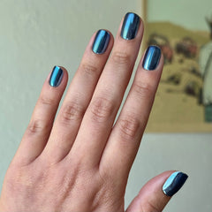 Suited Chrome - Tab Press-On | Extra Short | Squoval