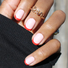 Tonal Valentine French | Extra Short | Squoval - Tab Press-On