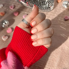 Tonal Valentine French | Extra Short | Squoval - Tab Press-On