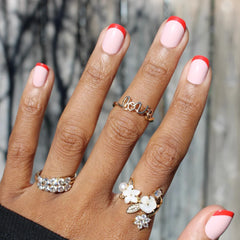 Tonal Valentine French | Extra Short | Squoval - Tab Press-On