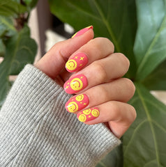 Happy All Over | Short | Round - Tab Press-On