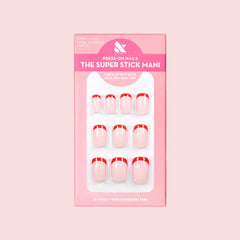 Tonal Valentine French | Extra Short | Squoval - Tab Press-On