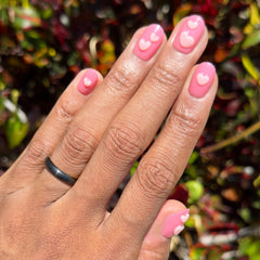 3D Crystal Hearts - Press-On | Extra Short | Round