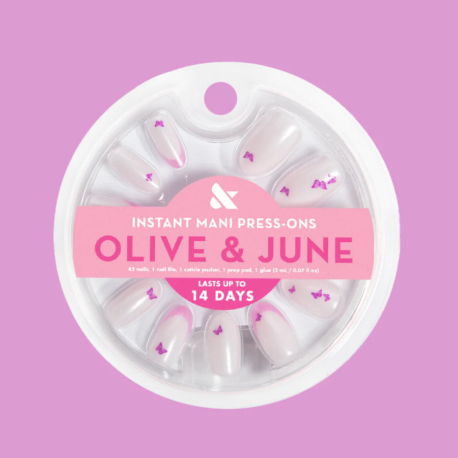 Butterfly Mixed French - Press-On | Medium | Oval