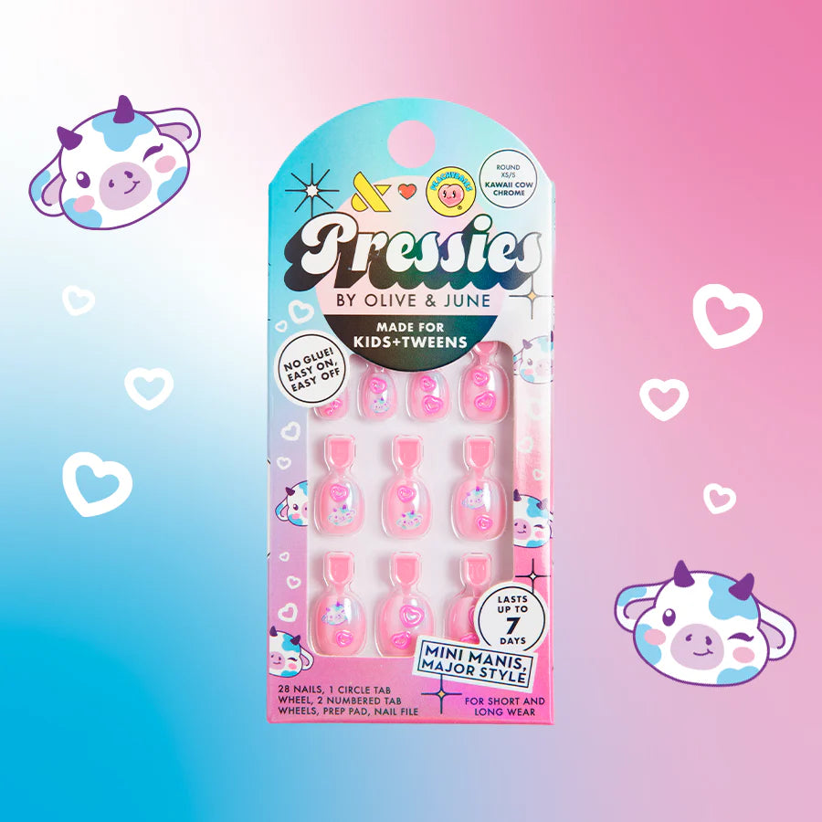 Kawaii Cow Chrome - Pressies | Extra Short Short | Round