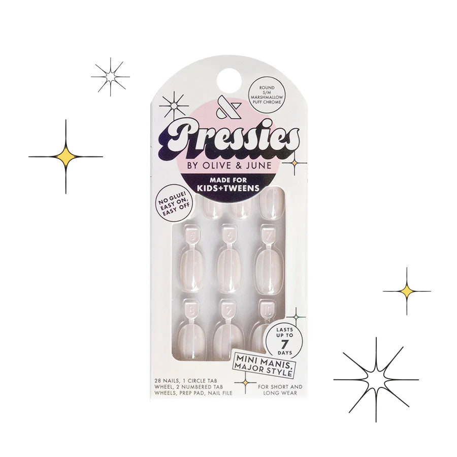 Marshmallow Puff Chrome - Pressies | Short Medium | Round