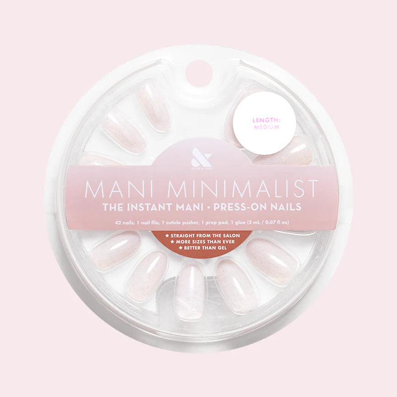 Milky Micro Glitter - Press-On | Medium | Oval