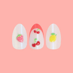 Puffy Fruits - Press-On | Medium | Oval