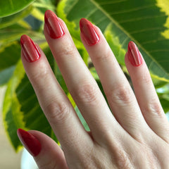 Red Illusion Velvet French - Press On | Medium | Almond