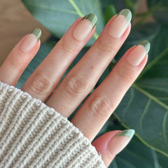 Sage Velvet French - Press-On | Medium | Oval