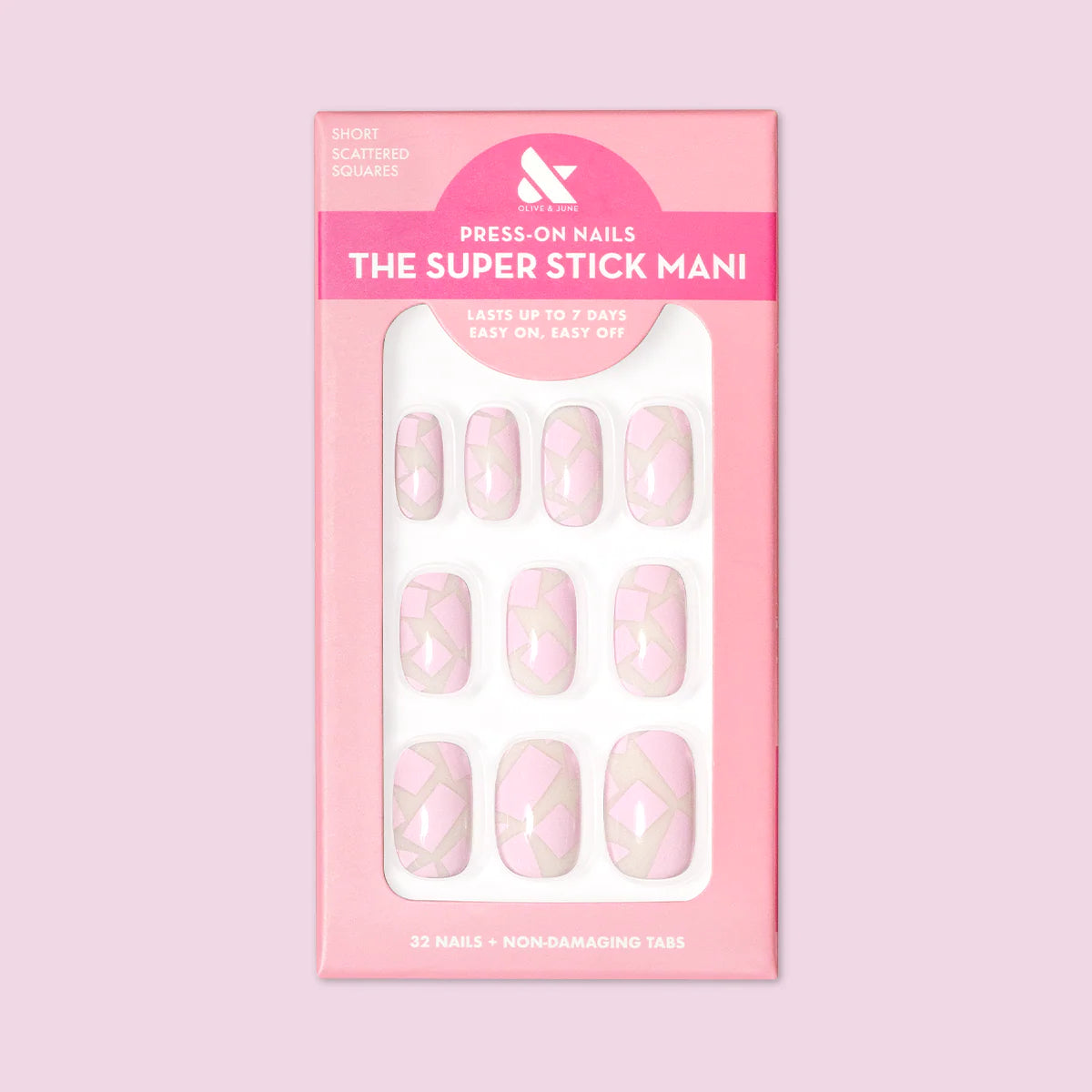 Scattered Squares | Short | Squoval - Tab Press-On