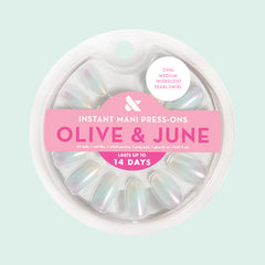 Iridescent Pearl Swirl Shimmer - Press-On | Medium | Oval