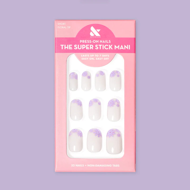 Floral Tip | Short | Round - Tab Press-On