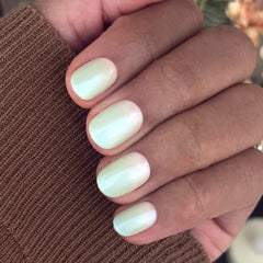 Minty Shimmer | Extra Short | Round - Tab Press-On